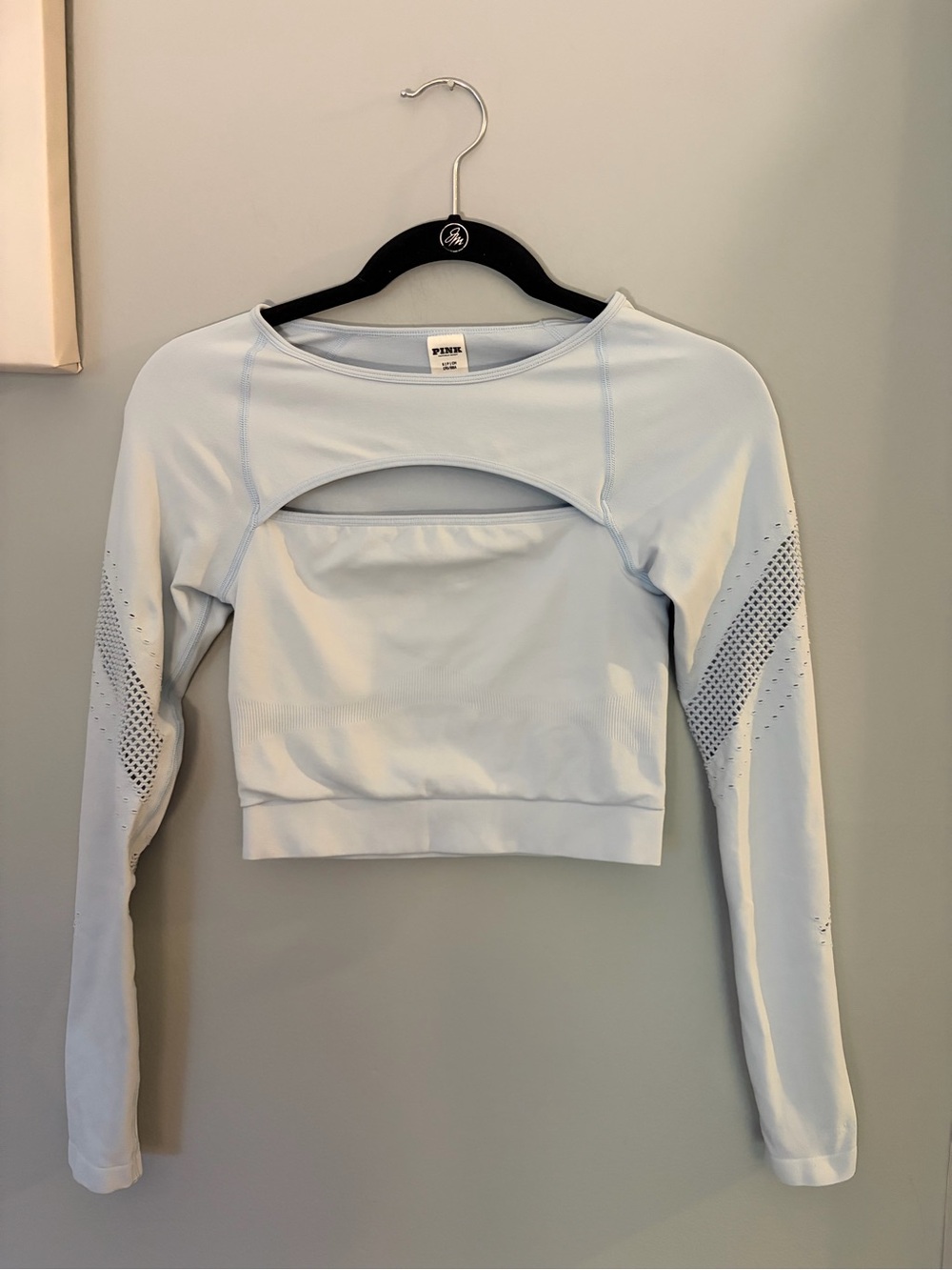 Chlöe x Halle x Victoria's Secret PINK Seamless Mesh Long-Sleeve Crop Top Small